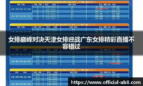 女排巅峰对决天津女排迎战广东女排精彩直播不容错过